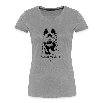 Proud American Akita Mom Dog Dog Wilsigns - Women's Premium Organic T-Shirt - heather grey - Front - Mia (176cm)