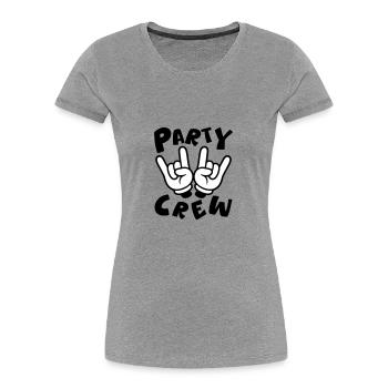 Party Crew Hand Lustig - Frauen Premium Bio T-Shirt - Grau meliert - Vorne - Mia (176cm)