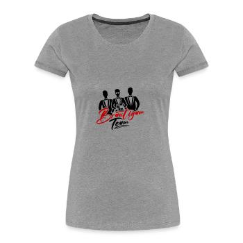 Enterrement de vie de garçon de l’équipe Groom - T-shirt bio Premium Femme - gris chiné - Devant - Mia (176cm)