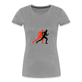 Running Marathon Man Icon - Women's Premium Organic T-Shirt - heather grey - Front - Mia (176cm)