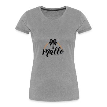 Malle Palme - T-shirt bio Premium Femme - gris chiné - Devant - Mia (176cm)