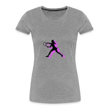 Tennis Spielerin Symbol - Frauen Premium Bio T-Shirt - Grau meliert - Vorne - Mia (176cm)