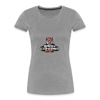 Gran Canaria 2024 Party Fuchs - Frauen Premium Bio T-Shirt - Grau meliert - Vorne - Mia (176cm)