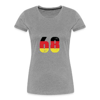 68 Numéro Jersey Allemagne - T-shirt bio Premium Femme - gris chiné - Devant - Mia (176cm)