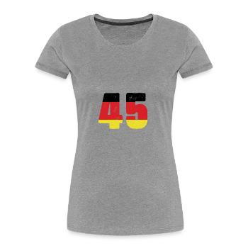 45 Numéro Jersey Allemagne - T-shirt bio Premium Femme - gris chiné - Devant - Mia (176cm)