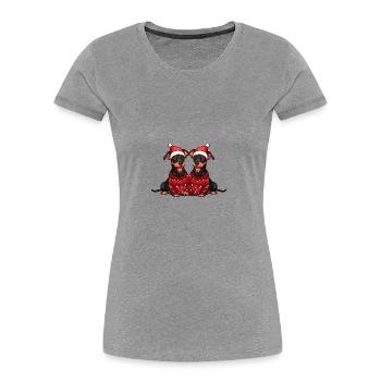 Dobermann Hund Weihnachten Team - Frauen Premium Bio T-Shirt - Grau meliert - Vorne - Mia (176cm)