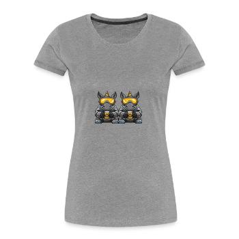 Nashorn Ski Team Bier - Frauen Premium Bio T-Shirt - Grau meliert - Vorne - Mia (176cm)
