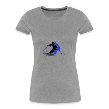 Ski Fahren Skiing Mann Symbol - Frauen Premium Bio T-Shirt - Grau meliert - Vorne - Mia (176cm)