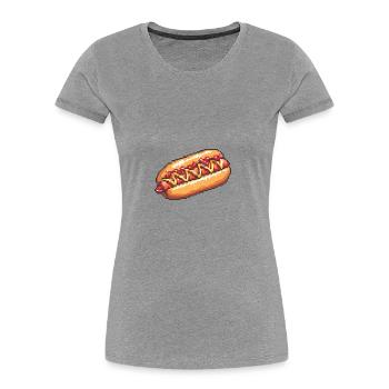 Hotdog Pixel Gamer - Frauen Premium Bio T-Shirt - Grau meliert - Vorne - Mia (176cm)