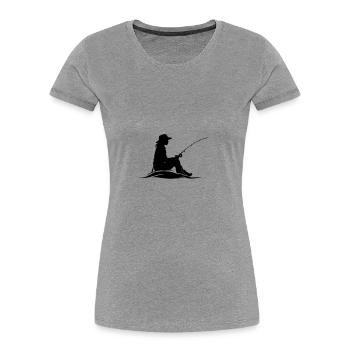 Fishing Woman Icon - Women's Premium Organic T-Shirt - heather grey - Front - Mia (176cm)