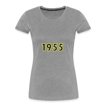 1955 Année Anniversaire - T-shirt bio Premium Femme - gris chiné - Devant - Mia (176cm)