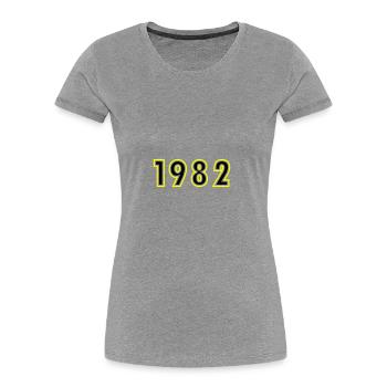 1982 Jahr Geburtstag - Frauen Premium Bio T-Shirt - Grau meliert - Vorne - Mia (176cm)
