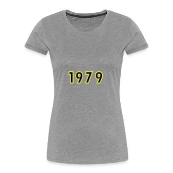 1979 Année Anniversaire - T-shirt bio Premium Femme - gris chiné - Devant - Mia (176cm)