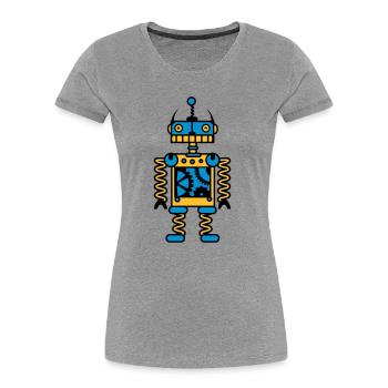 Ein Roboter mit Zahnräder - Frauen Premium Bio T-Shirt - Grau meliert - Vorne - Mia (176cm)