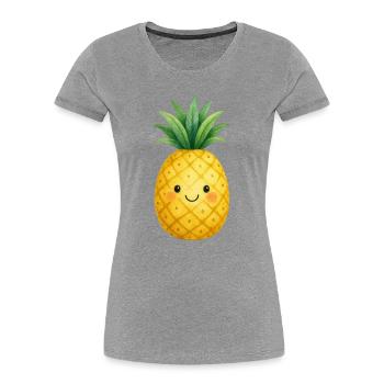Kawaii Pineapple Watercolor Kids Fruit Cute Cute - Women's Premium Organic T-Shirt - heather grey - Front - Mia (176cm)