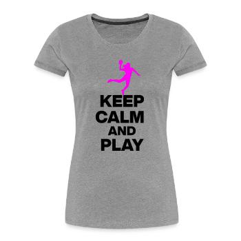 RESTEZ CALMES ET JOUEZ AU HANDBALL ! EM GIFT ALLEMAGNE - T-shirt bio Premium Femme - gris chiné - Devant - Mia (176cm)