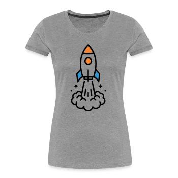 Rakete Start Weltraum Comic - Frauen Premium Bio T-Shirt - Grau meliert - Vorne - Mia (176cm)