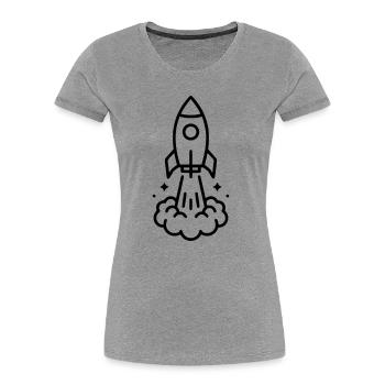 Rakete Start Weltraum Icon - Frauen Premium Bio T-Shirt - Grau meliert - Vorne - Mia (176cm)