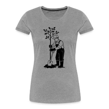 Jardinier - T-shirt bio Premium Femme - gris chiné - Devant - Mia (176cm)