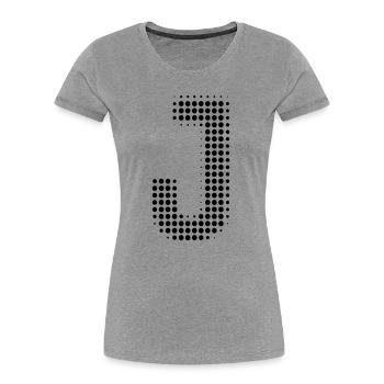 Buchstabe J – Punktmuster Initial Design - Frauen Premium Bio T-Shirt - Grau meliert - Vorne - Mia (176cm)