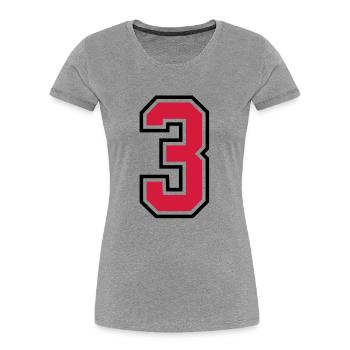 sports jersey number 3 three - Women's Premium Organic T-Shirt - heather grey - Front - Mia (176cm)