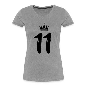 11 couronnes - T-shirt bio Premium Femme - gris chiné - Devant - Mia (176cm)