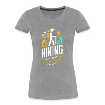 Wandern Der beste Ruhestandsplan - Frauen Premium Bio T-Shirt - Grau meliert - Vorne - Mia (176cm)