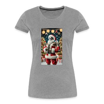 Weihnachtsmann - Frauen Premium Bio T-Shirt - Grau meliert - Vorne - Mia (176cm)