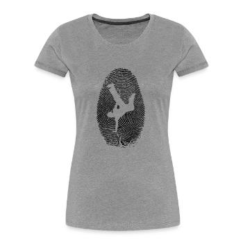 Breakdancer Fingerabdruck - Tanzen - Hip Hop-Musik - Frauen Premium Bio T-Shirt - Grau meliert - Vorne - Mia (176cm)