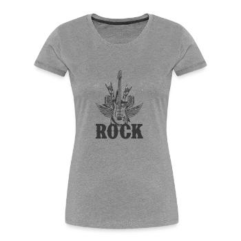 Rock-T-Shirt mit dem Motiv - Frauen Premium Bio T-Shirt - Grau meliert - Vorne - Mia (176cm)