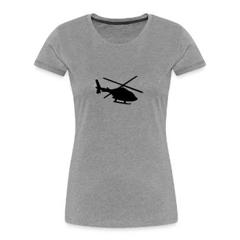 Hubschrauber Schatten Silhouette - Frauen Premium Bio T-Shirt - Grau meliert - Vorne - Mia (176cm)