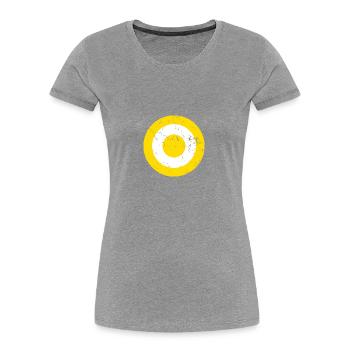 Distressed Saffron and White Target - Women's Premium Organic T-Shirt - heather grey - Front - Mia (176cm)
