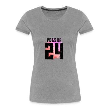Maillot Pologne 24 2024 Multicolore Polska - T-shirt bio Premium Femme - gris chiné - Devant - Mia (176cm)