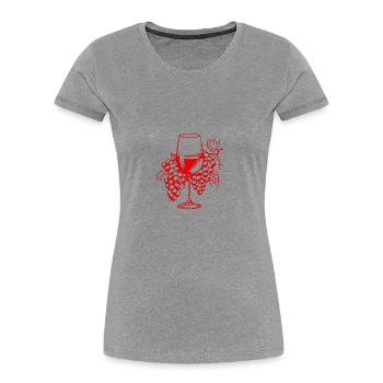 Verre à vin Raisins Vin - T-shirt bio Premium Femme - gris chiné - Devant - Mia (176cm)