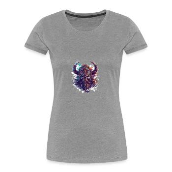 Viking Odin Skull - Women's Premium Organic T-Shirt - heather grey - Front - Mia (176cm)