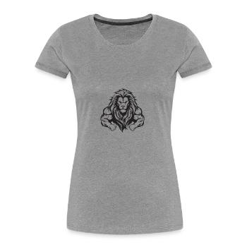 Lion Muscles Gym MMA Fighter - Women's Premium Organic T-Shirt - heather grey - Front - Mia (176cm)