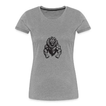 Löwe Bodybuilding Muskeln Gym - Frauen Premium Bio T-Shirt - Grau meliert - Vorne - Mia (176cm)
