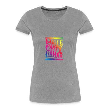 Malle Party Gang Team Mallorca - Frauen Premium Bio T-Shirt - Grau meliert - Vorne - Mia (176cm)