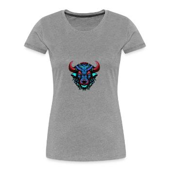 Bull Portrait Colorful Taurus - Women's Premium Organic T-Shirt - heather grey - Front - Mia (176cm)