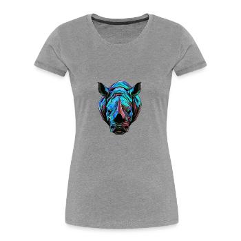 Rhino Portrait Colorful - Women's Premium Organic T-Shirt - heather grey - Front - Mia (176cm)