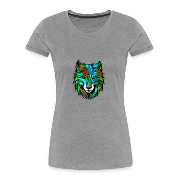 Wolf Portrait Colorful - Women's Premium Organic T-Shirt - heather grey - Front - Mia (176cm)