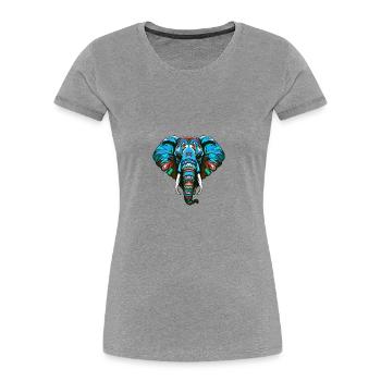 Elephant Portrait Colorful - Women's Premium Organic T-Shirt - heather grey - Front - Mia (176cm)