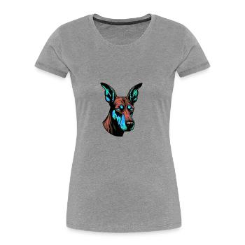 Doberman Hund Porträt Bunt - Frauen Premium Bio T-Shirt - Grau meliert - Vorne - Mia (176cm)
