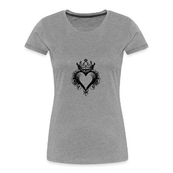 Heart Crown Love - Women's Premium Organic T-Shirt - heather grey - Front - Mia (176cm)