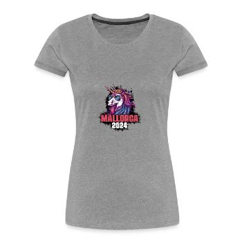 Mallorca 2024 Licorne - T-shirt bio Premium Femme - gris chiné - Devant - Mia (176cm)