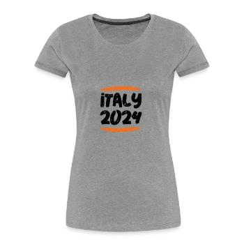 Italien 2024 - Frauen Premium Bio T-Shirt - Grau meliert - Vorne - Mia (176cm)