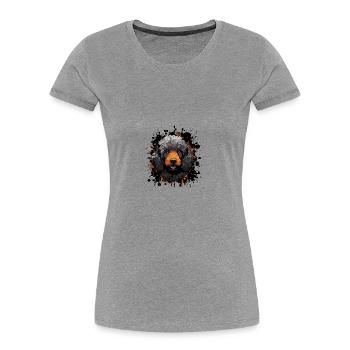 Pudel Hund Porträt - Frauen Premium Bio T-Shirt - Grau meliert - Vorne - Mia (176cm)