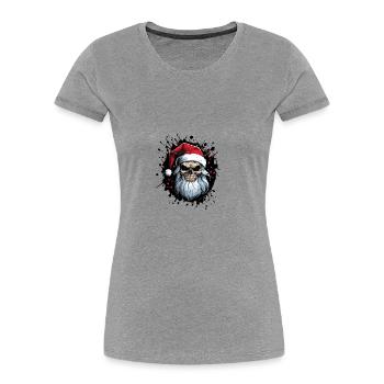 Père Noël Crâne Père Noël Père Noël - T-shirt bio Premium Femme - gris chiné - Devant - Mia (176cm)