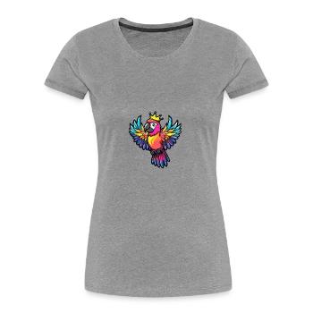 Couronne de bande dessinée Papagai - T-shirt bio Premium Femme - gris chiné - Devant - Mia (176cm)