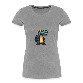Alligator Halloween Comic Zombie - Frauen Premium Bio T-Shirt - Grau meliert - Vorne - Mia (176cm)